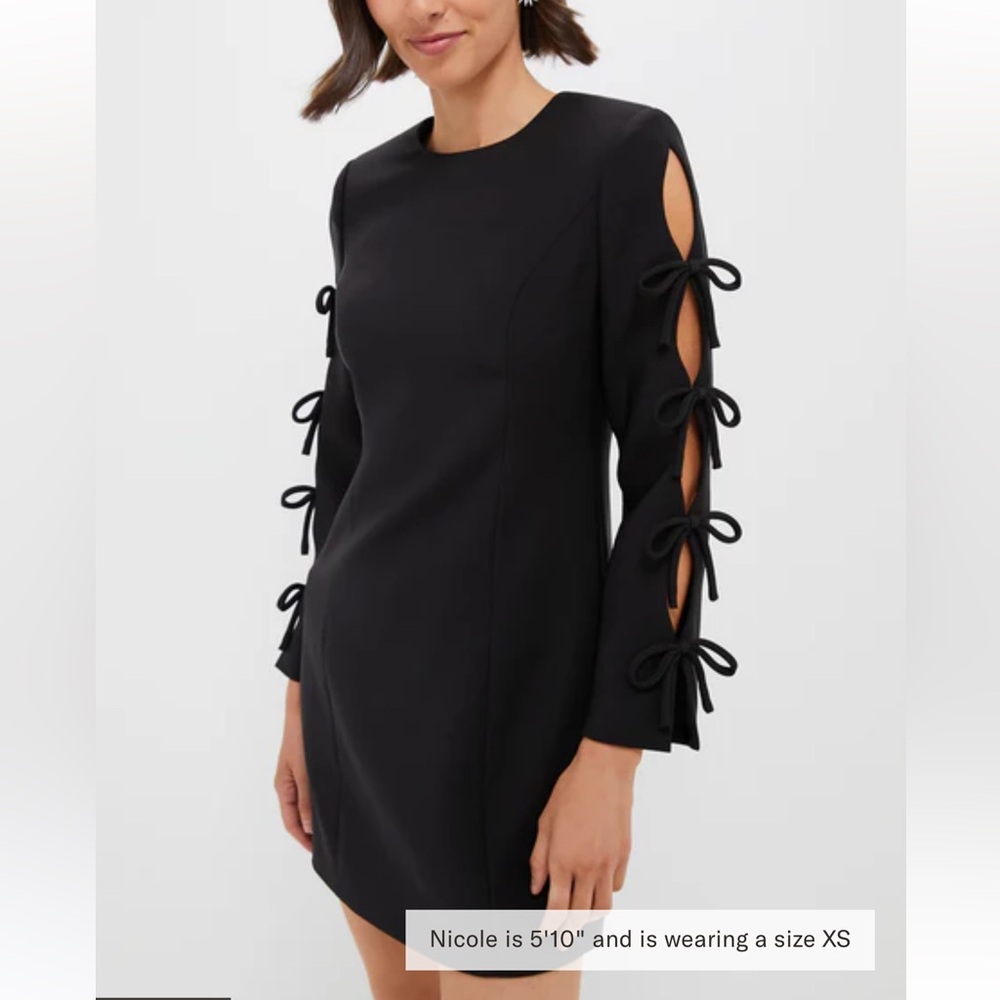 Tuckernuck Belinda Black Long Sleeve Dress with Bow Accents
